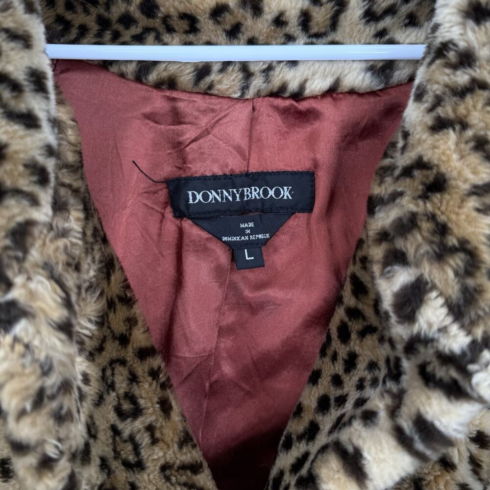 Vintage STUNNING Donnybrook Leopard Faux Fur Swing Coat Size Large Button Jacket - Picture 5 of 10